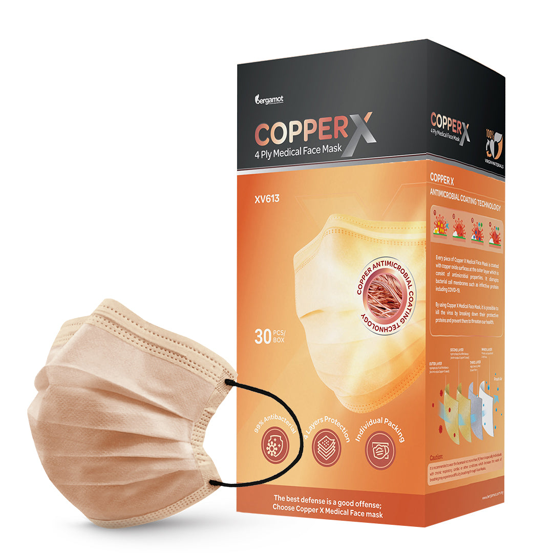 Copper Oxide 4-Ply Face Masks 30 Pack With Earloops