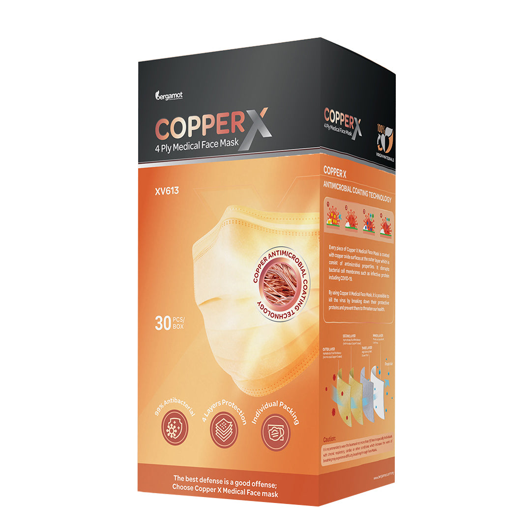 Copper Oxide 4-Ply Face Masks 30 Pack With Earloops