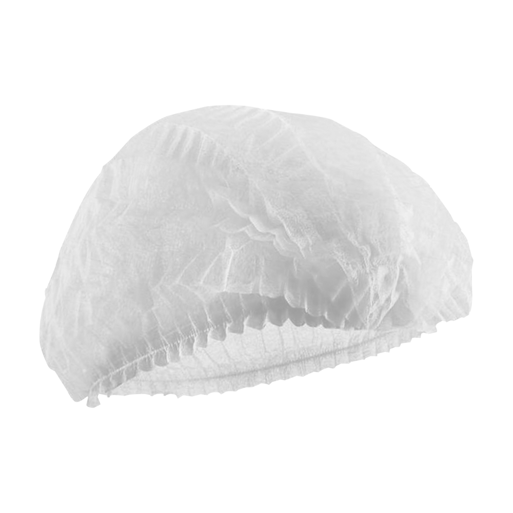 White mob cap hair net designed for maximum hygiene and comfort in food service and healthcare settings. Lightweight and breathable, these caps securely contain hair to maintain cleanliness during food preparation and medical procedures