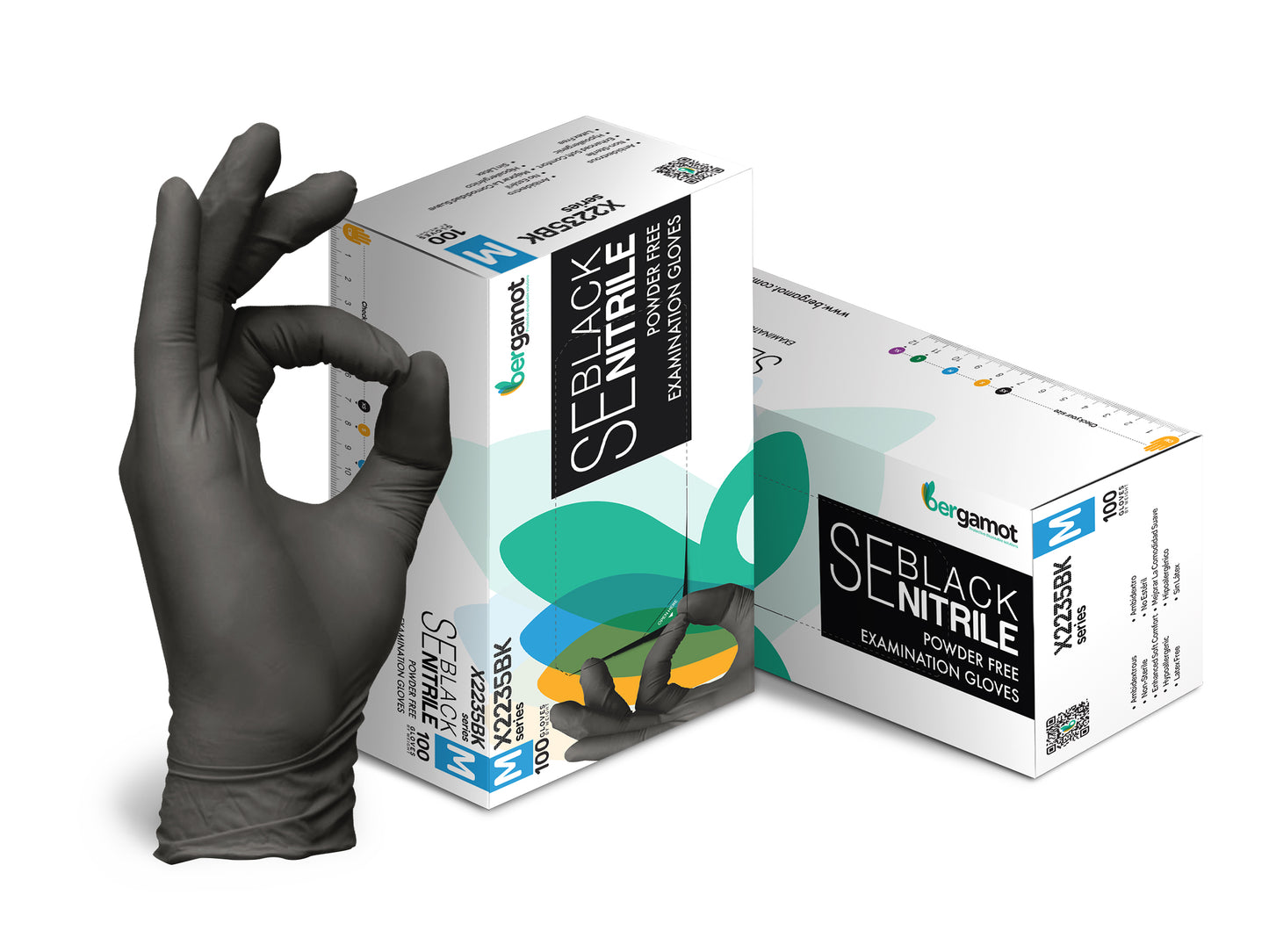 lose-up of durable black nitrile gloves with a textured grip, designed for versatile use and maximum protection, displayed on a clean, neutral background