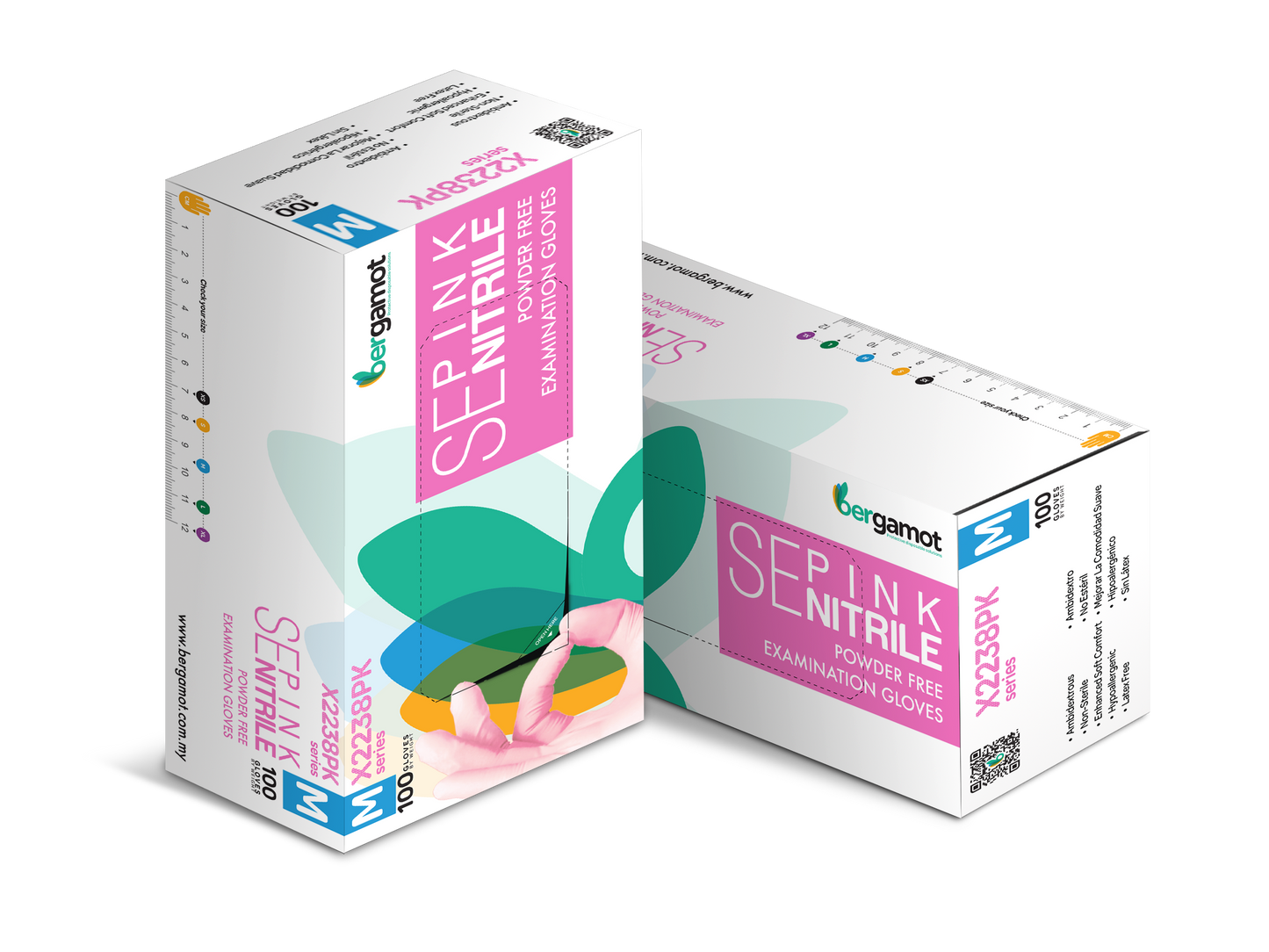 Pink nitrile gloves designed for beauty professionals, offering a perfect blend of style and protection. These latex-free gloves provide excellent tactile sensitivity and grip, ideal for hair styling, makeup application, and other beauty treatments