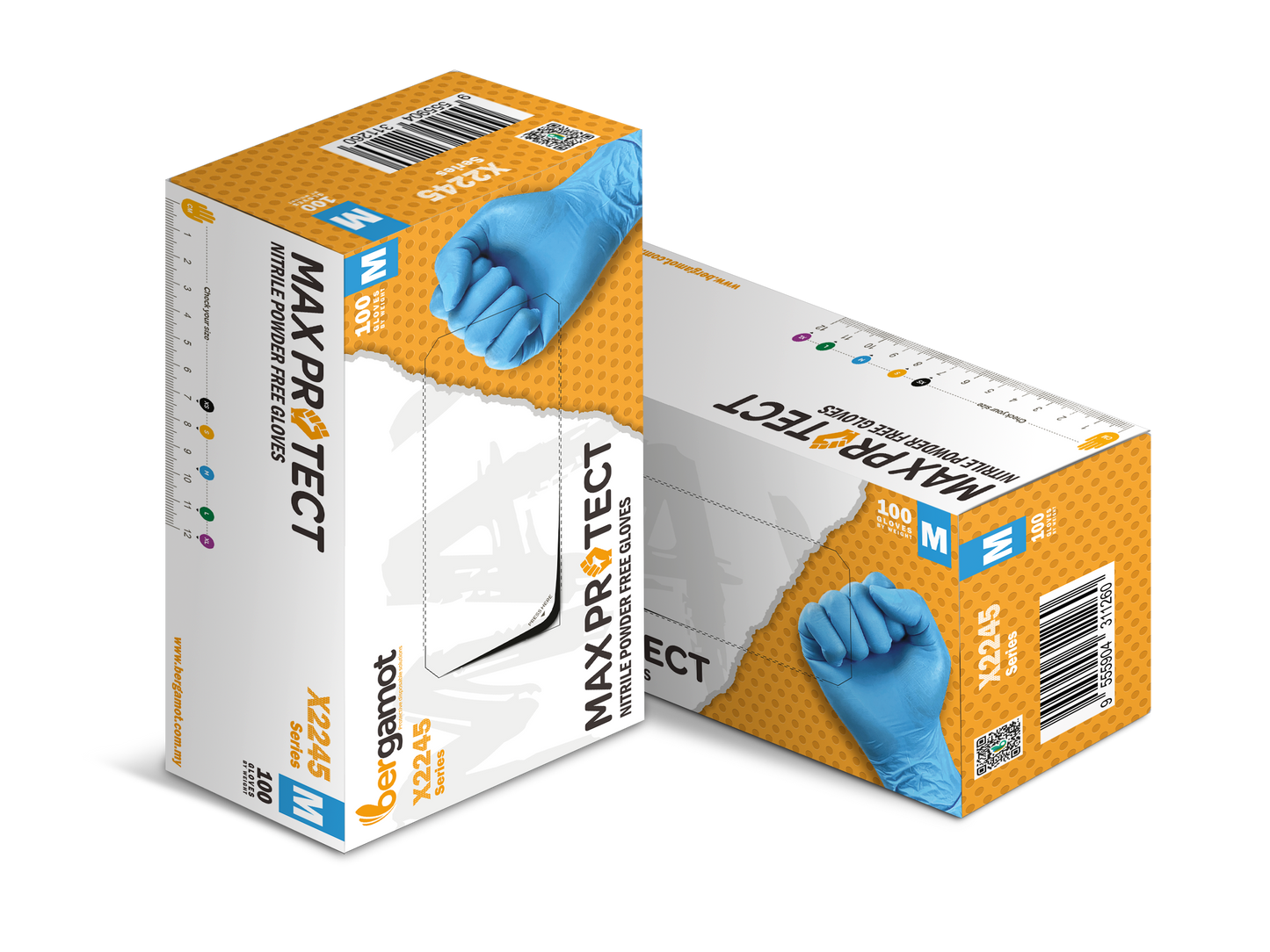 MaxProtect blue nitrile gloves, featuring a thicker design for enhanced durability and protection. Ideal for heavy-duty tasks in medical, industrial, and cleaning applications, providing a comfortable fit while ensuring maximum safety