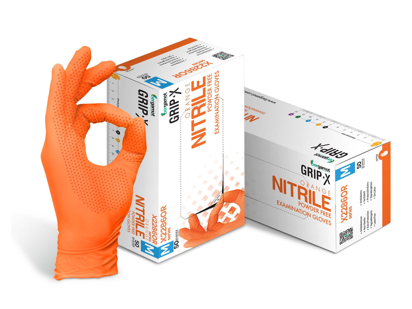 Grip-X orange nitrile gloves designed for mechanics, featuring enhanced grip and dexterity. Ideal for handling tools and machinery, these durable, latex-free gloves provide excellent protection and comfort in automotive and industrial settings.