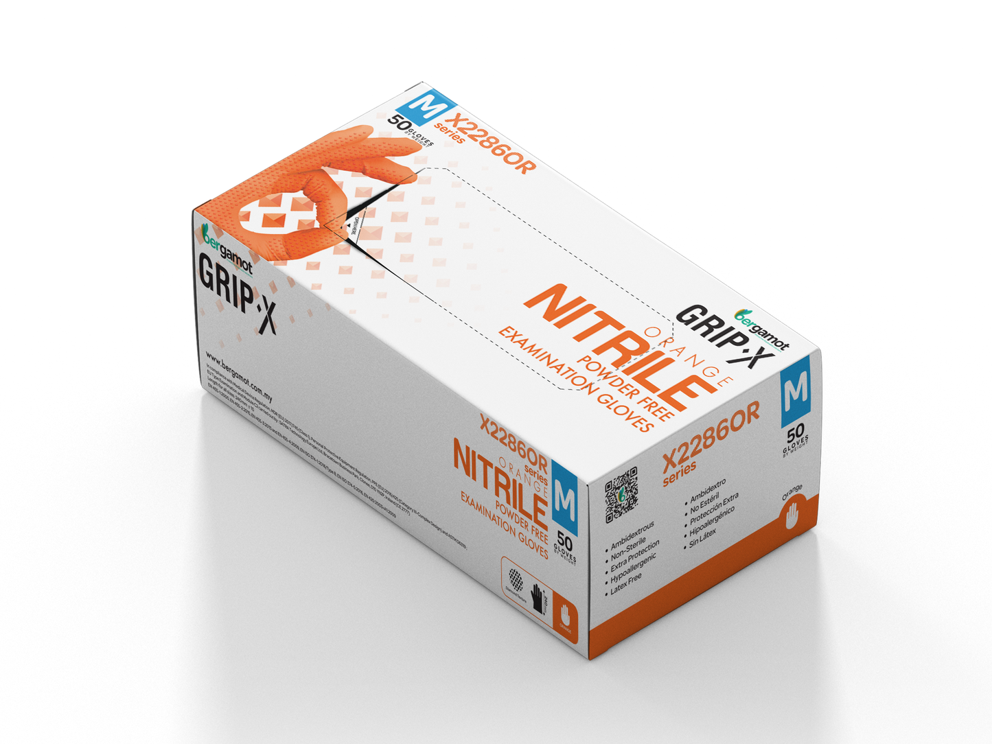 Grip-X orange nitrile gloves designed for mechanics, featuring enhanced grip and dexterity. Ideal for handling tools and machinery, these durable, latex-free gloves provide excellent protection and comfort in automotive and industrial settings.