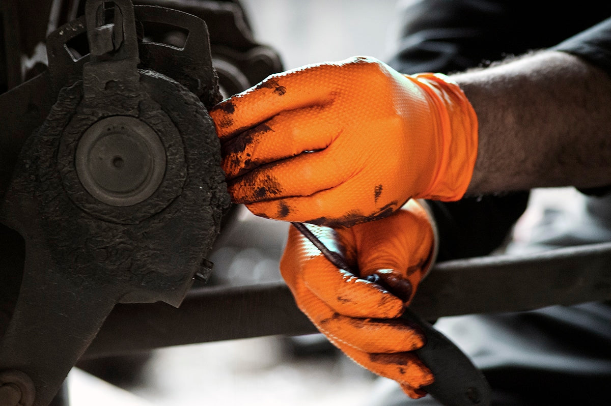 orange nitrile gloves for mechanics and industrial