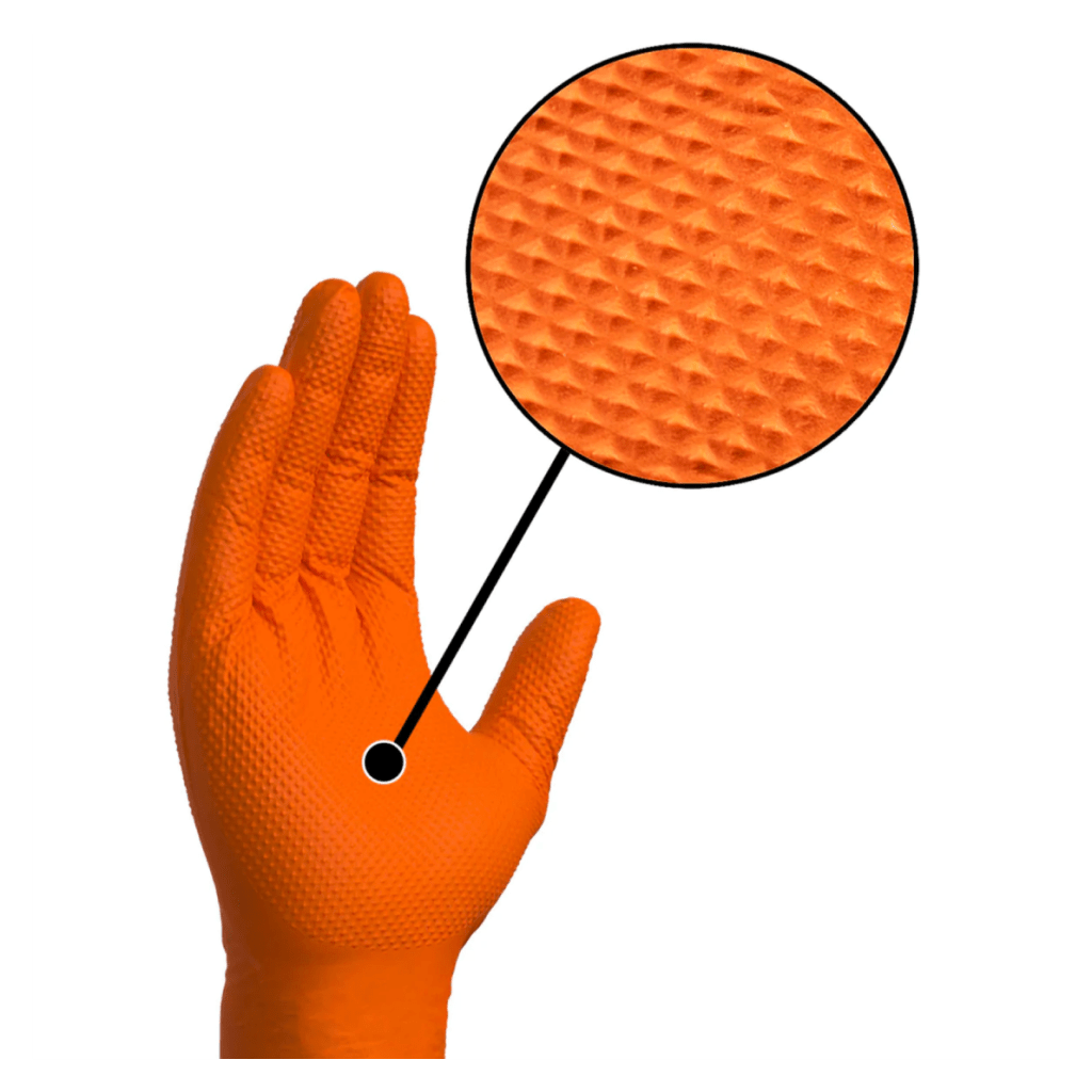 X2286OR Orange Diamond Textured Nitrile Powder Free Gloves 50pcs - Nitrile Glove - Hygiene Hub