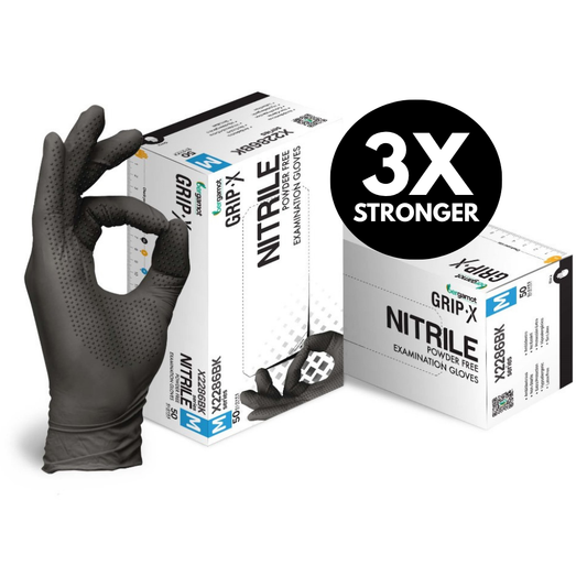 GRIP-X Diamond Textured Heavy Duty Nitrile Gloves - 50 Pack