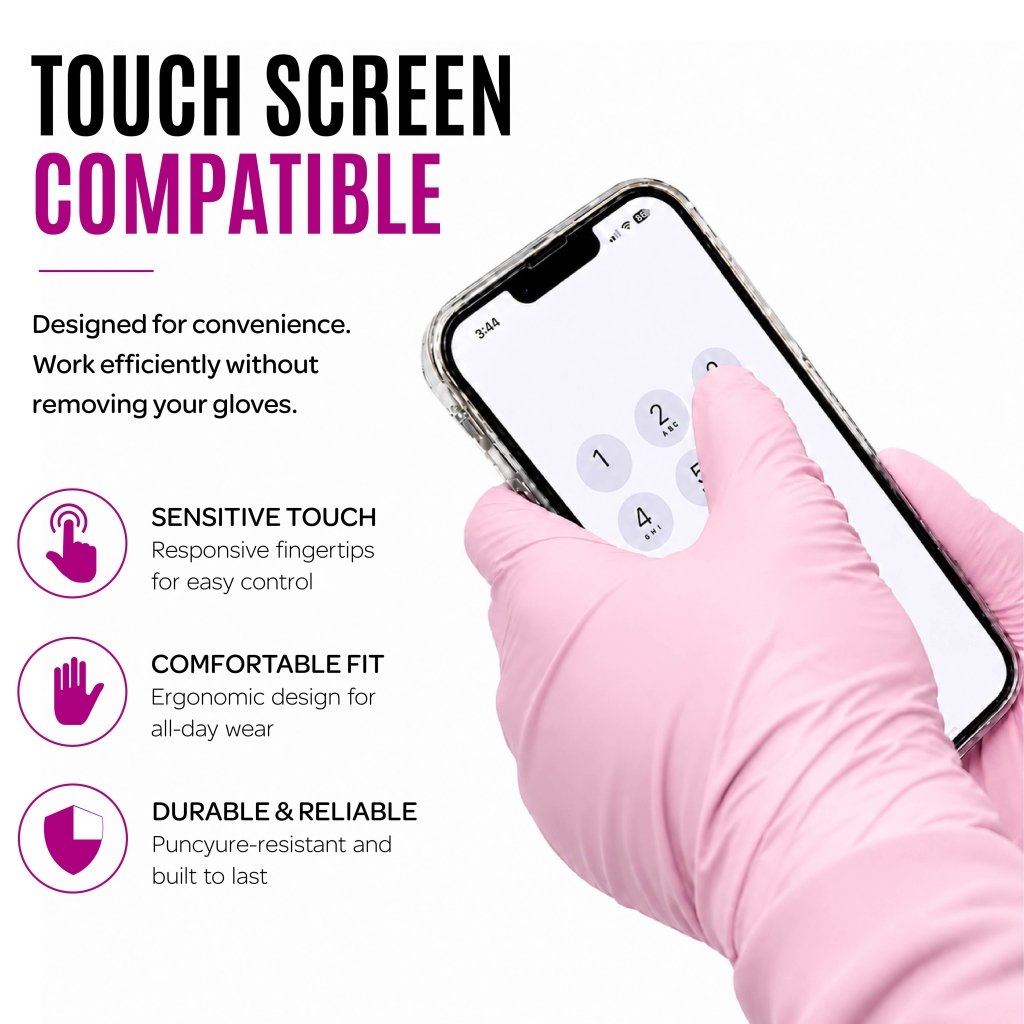 Bubble Pink Powder Free Nitrile Gloves - Nitrile Glove - Hygiene Hub