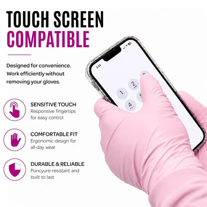 Bubble Pink Powder Free Nitrile Gloves - Nitrile Glove - Hygiene Hub