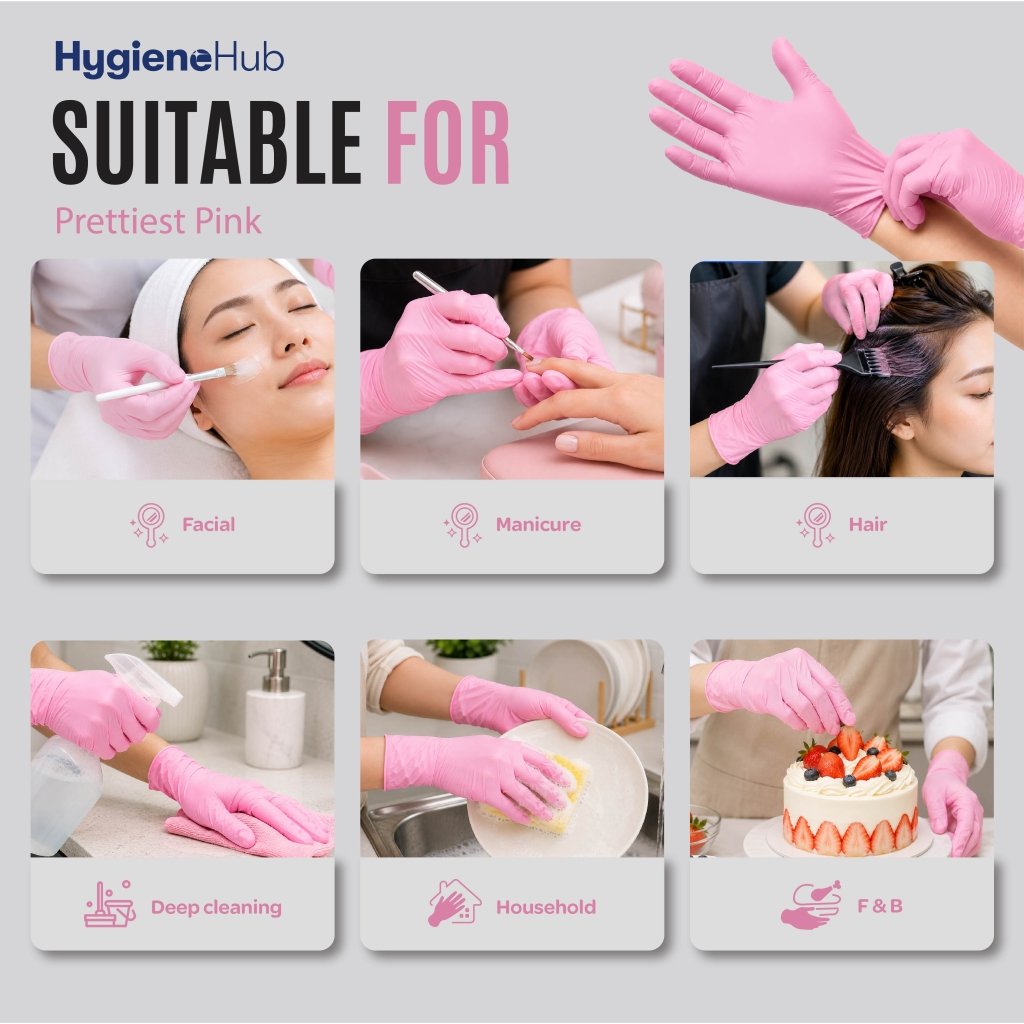 Bubble Pink Powder Free Nitrile Gloves - Nitrile Glove - Hygiene Hub