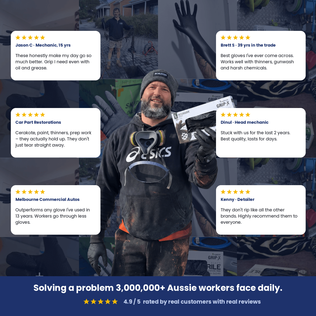 Grip-X Black — Heavy-Duty Nitrile Gloves for Mechanics & Tradies - Nitrile Glove - Hygiene Hub
