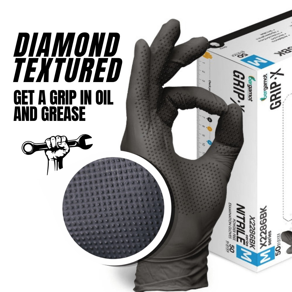 Heavy Duty Diamond Textured Gloves | Grip - X - Nitrile Glove - Hygiene Hub