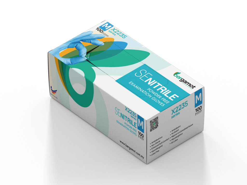 X2235 Blue Nitrile Powder Free Examination Gloves 100pcs - Nitrile Glove - Hygiene Hub