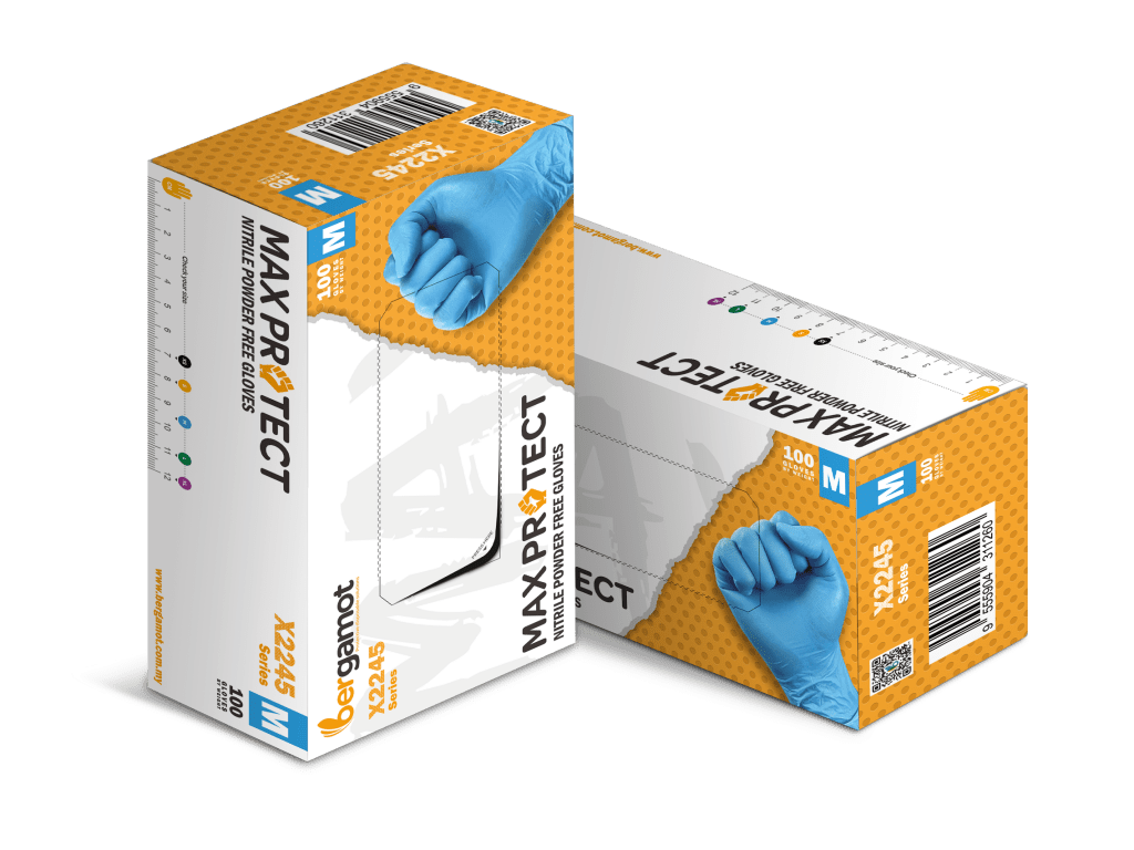 X2245 MaxProtect Nitrile Powder Free Examination Gloves 100pcs - Nitrile Glove - Hygiene Hub