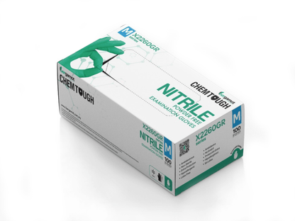 X2260GR ChemTough Green Nitrile Powder Free Examination Gloves 100pcs - Nitrile Glove - Hygiene Hub