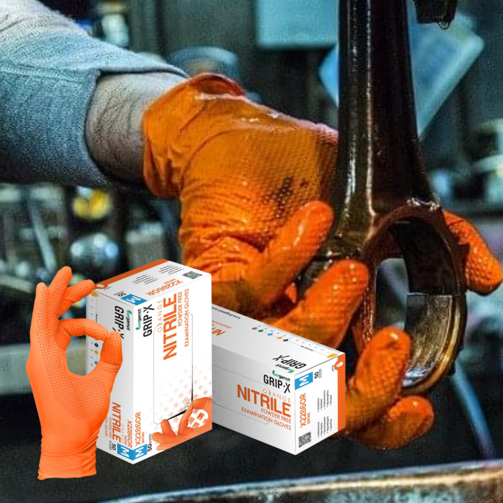 X2286OR Orange Diamond Textured Nitrile Powder Free Gloves 50pcs - Nitrile Glove - Hygiene Hub