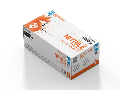 X2286OR Orange Diamond Textured Nitrile Powder Free Gloves 50pcs - Nitrile Glove - Hygiene Hub
