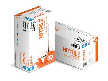 X2286OR Orange Diamond Textured Nitrile Powder Free Gloves 50pcs - Nitrile Glove - Hygiene Hub