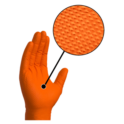 X2286OR Orange Diamond Textured Nitrile Powder Free Gloves 50pcs - Nitrile Glove - Hygiene Hub