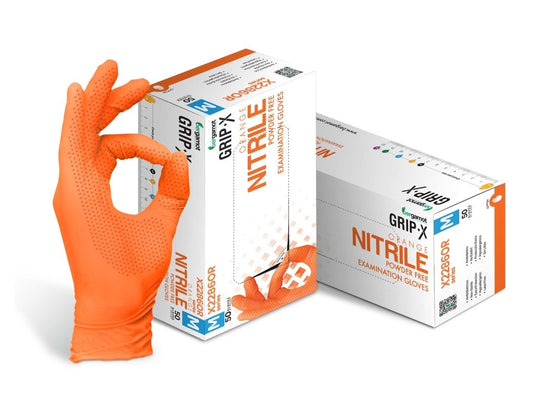 X2286OR Orange Diamond Textured Nitrile Powder Free Gloves 50pcs - Nitrile Glove - Hygiene Hub