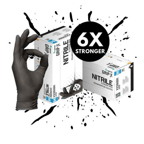 Grip-X Heavy Duty nitrile gloves, 6X stronger diamond textured grip